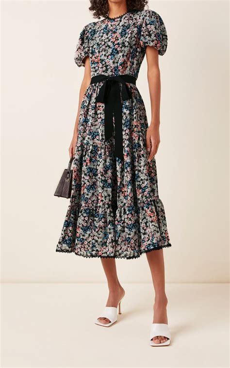 Erdem Ginevra Belted Floral Print Crepe Midi Dress In 2024 Fashion