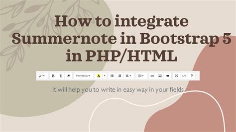 How To Integrate Summernote In Bootstrap In Php Html Atnyla