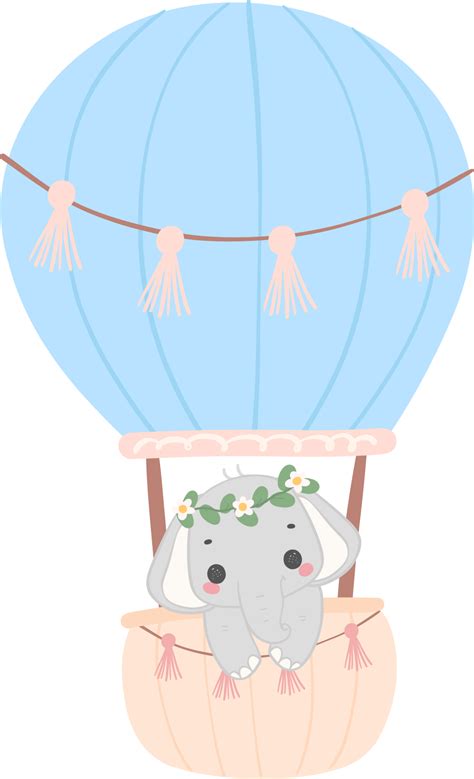 Baby Shower Elephant Cute Elephant With Hot Air Balloon 29604540 PNG