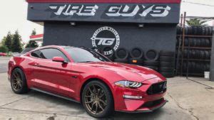 Ford Mustang GT S550 Rapid Red With Bronze Aodhan AFF1 Wheel Front