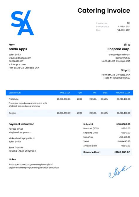 Simplify Catering Invoicing Free Templates In Pdf Word Excel