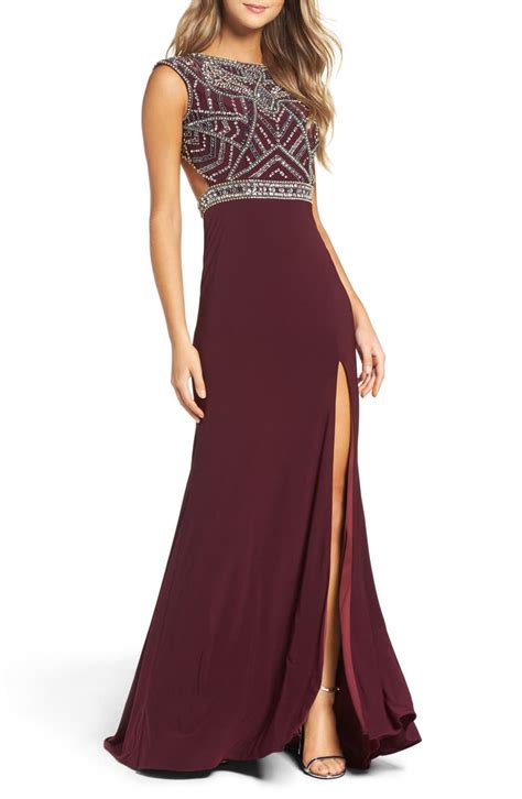 Mac Duggal Open Back Beaded Gown Nordstrom