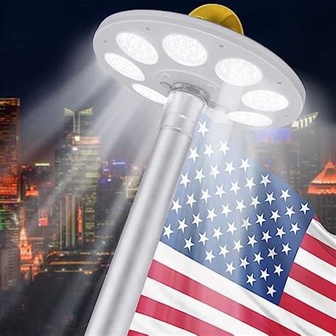 EastVita Solar Flag Pole Light,136 LED Super Bright Flag Pole Light Outdoor Dusk to Dawn, Solar ...