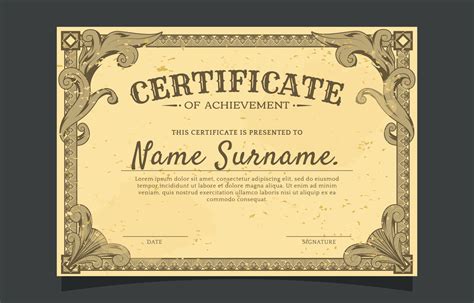 Vintage Certificate Template Vector Art At Vecteezy