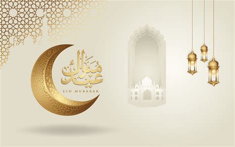 eid mubarak arabisk kalligrafi hälsning design islamisk linje moské