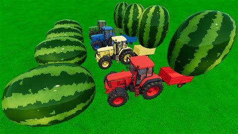 TRANSPORT WATERMELONS WITH COLORED MINI TRACTORS Farming Simulator 22