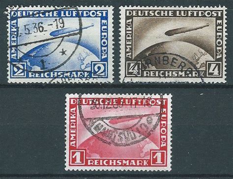 Empire allemand 1928 1931 Timbres Zeppelin série complète 3