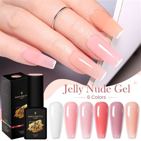 BORN PRETTY PRO ML Jelly Nude Gel Polish Pink White Nail Gel Polish Semi Permanent裸粉透色系甲油胶