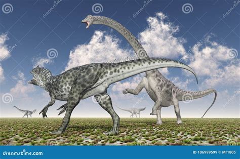 Allosaurus Attacks Diplodocus Royalty-Free Cartoon | CartoonDealer.com ...