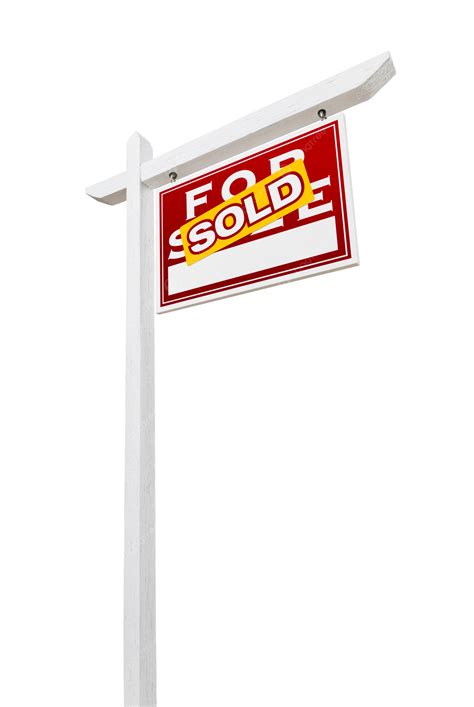 A White Background Isolated Real Estate Sign With Sold Message Facing ...