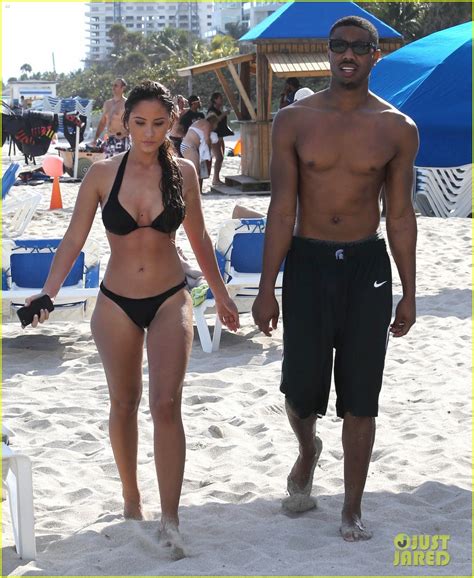 Michael B Jordan Shirtless Beach Stroll With Mystery Girl Photo Bikini Michael B