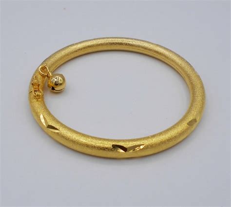 Thai Bracelet Bangle K K K Thai Baht Yellow Gold Plated Etsy