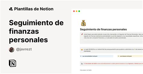 Seguimiento De Finanzas Personales Creada Por Javier Alvarez