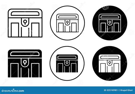 Treasure Chest Icon Collection Of Outline Thin Line Symbol Or Sign