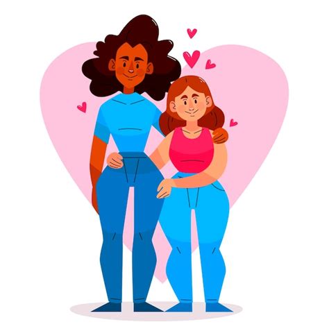 Free Vector Illustrated Flat Lesbian Couple