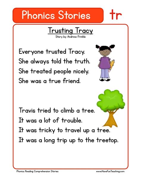 Trusting Tracy Tr Phonics Stories Reading Comprehension Worksheet By