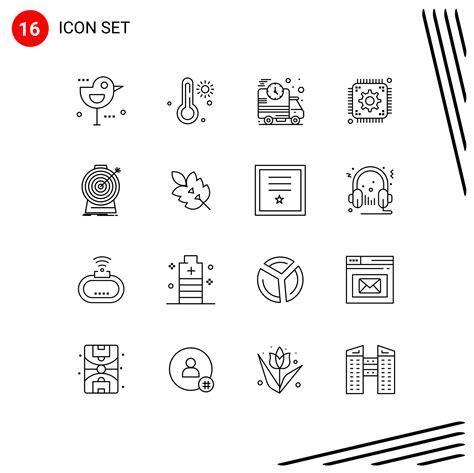 Conjunto De Pictogramas De 16 Contornos Simples De Objetivos Objetivo