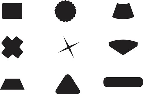 Geometric Shapes Black Silhouette Icon Set Outline Cartoon Abstract