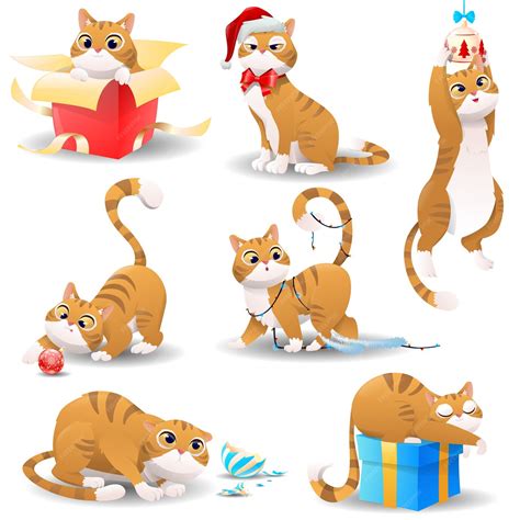 Premium Vector | Cartoon christmas cat