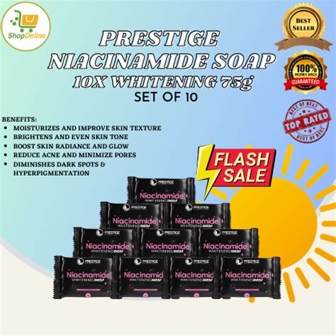 Prestige Niacinamideset Of 1010x Whitening Soap75g Smoothens