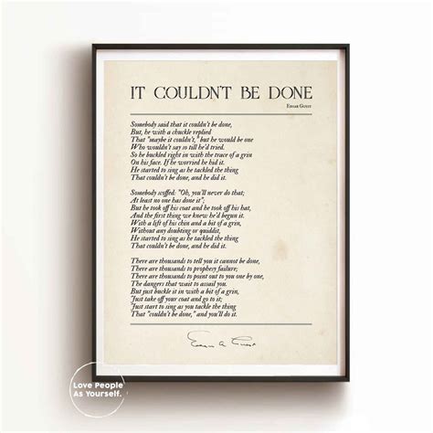 It Couldn T Be Done Poem By Edgar Guest Poster Print Poetry Wall Art