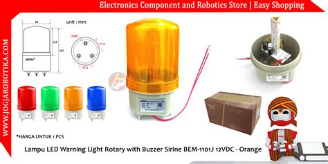 Lampu LED Warning Light Rotary With Buzzer Sirine BEM 1101J 12VDC Orange