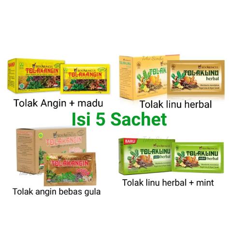 Jual 5 Sachet Tolak Angin Bebas Gula Sidomuncul Isi 5 Tolak Linu