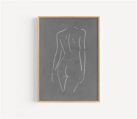 Printable Female Figure Line Drawing Neutral Woman Line Sketch Print Nude Line Art Digital