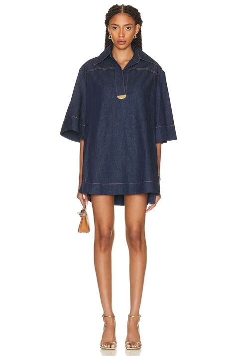 Zimmermann Denim Tunic Dress In Ink Fwrd