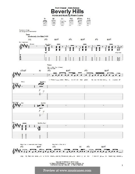 Beverly Hills (Weezer) by R. Cuomo - sheet music on MusicaNeo