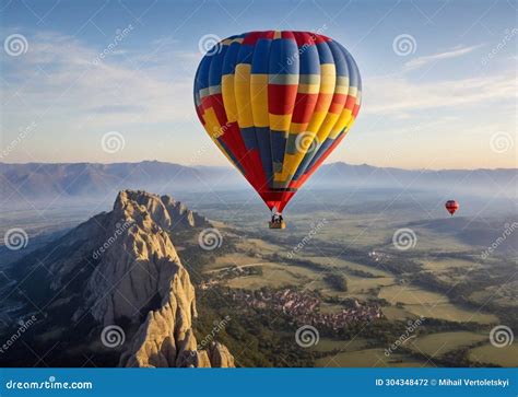 Hot Air Balloon In Flight With Panoramic View Stock Illustration Illustration Of Aircraft