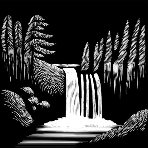 Premium Vector Waterfall In The Forest Vector Illustration