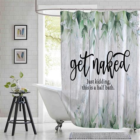 Extra Long X Green Leaves Shower Curtain Set With Hooks Get Naked Bathroom Curtain