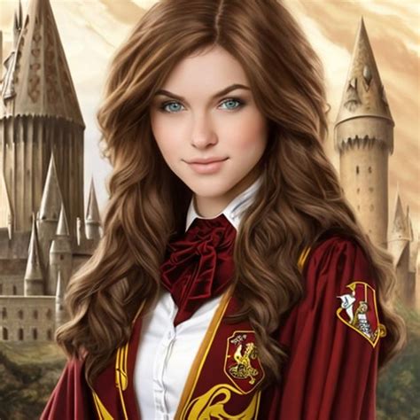 Brown Haired Green Eyed Beautiful Woman As A Gryffi Openart