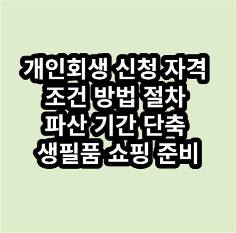 개인회생 신청 자격 조건 방법 절차 파산 기간 단축 생필품 쇼핑 준비