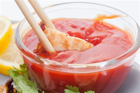 Chopstick And Chicken Breast With Sauce Stock Image Image Of