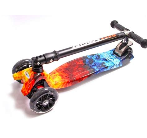 Детский Самокат 4 Колеса Складная Ручка Scooter 3 до 7 Лет Светящимися ...