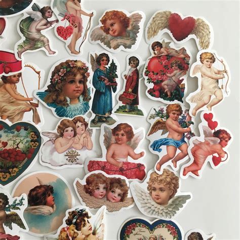 Angel Stickers 50 Victorian Angel Stickers Vinyl Waterproof Etsy