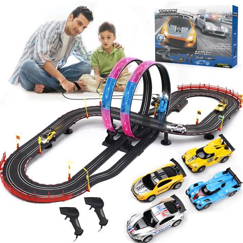 Slot Car Race Track Sets with 4 Slot Cars, 20ft Race Car Track for Boys ...