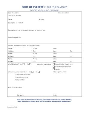 Fillable Online Tort Claim Form Pdf Fax Email Print Pdffiller