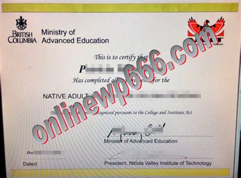 Buy Nicola Valley Institute Of Technology A Fake Degree Certificate