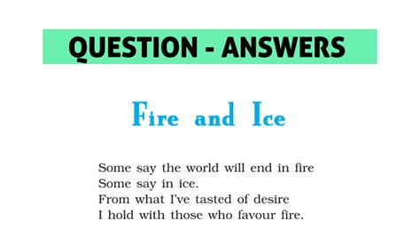 Fire And Ice Class 10 English Poem Question Answer Discussion Beloved