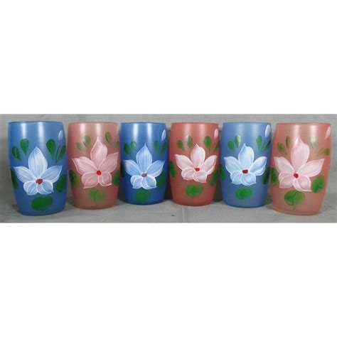 Vintage S Bartlett Collins Gay Fad Studio Hand Painted Glass Juice Tumblers Etsy