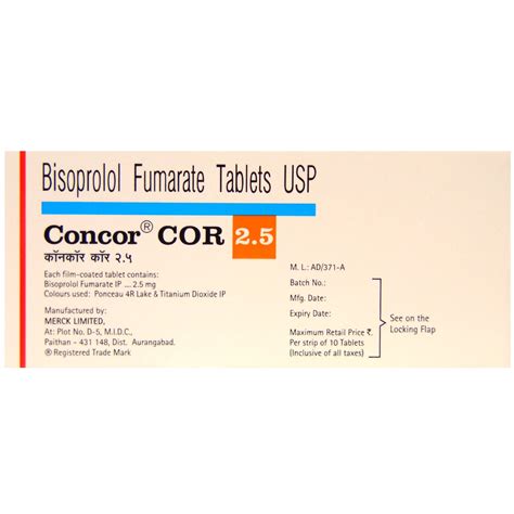 Concor COR 2 5 Tablet 10 S Price Uses Side Effects Composition