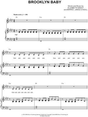 brooklyn baby sheet   lana del rey musicnotescom