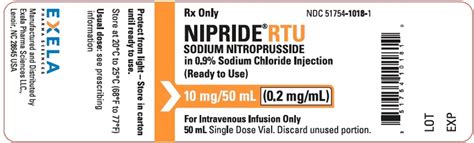 Dailymed Nipride Rtu Sodium Nitroprusside Injection Solution