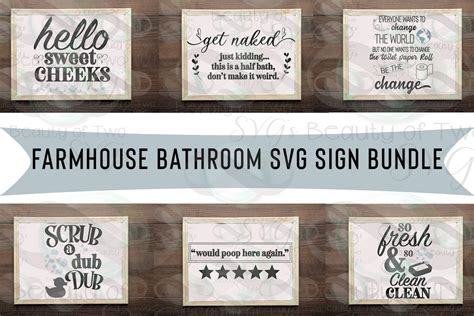 Farmhouse Rustic Bathroom Svg Sign Design Svg Bundle Great Deal Svg ...