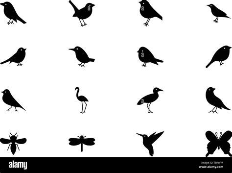 Birds Icons Set Vector Black Stock Vector Image And Art Alamy