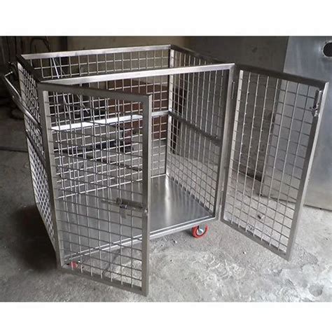 Pu Wheel Matt Finish Stainless Steel Cage Trolley Load