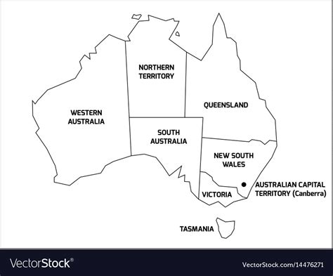 Simplified map of australia divided into states Vector Image